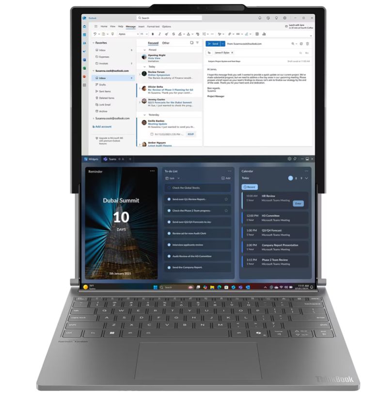 Laptop Lenovo ThinkBook Plus G6 Rollable 21TR0000RM, Roll In 14 inch, Roll Out 16,7 inch 2000 x 1600 , 2000 x 2350, Intel Core Ultra 7 258V (8 C / 8 T, 3.4 GHz - 4.8 GHz, 12 MB cache, 15 W), 32 GB LPDDR5X, 1 TB SSD, Intel Arc Graphics 140V, Windows 11 Pro, Tastatura International, Luna Grey
