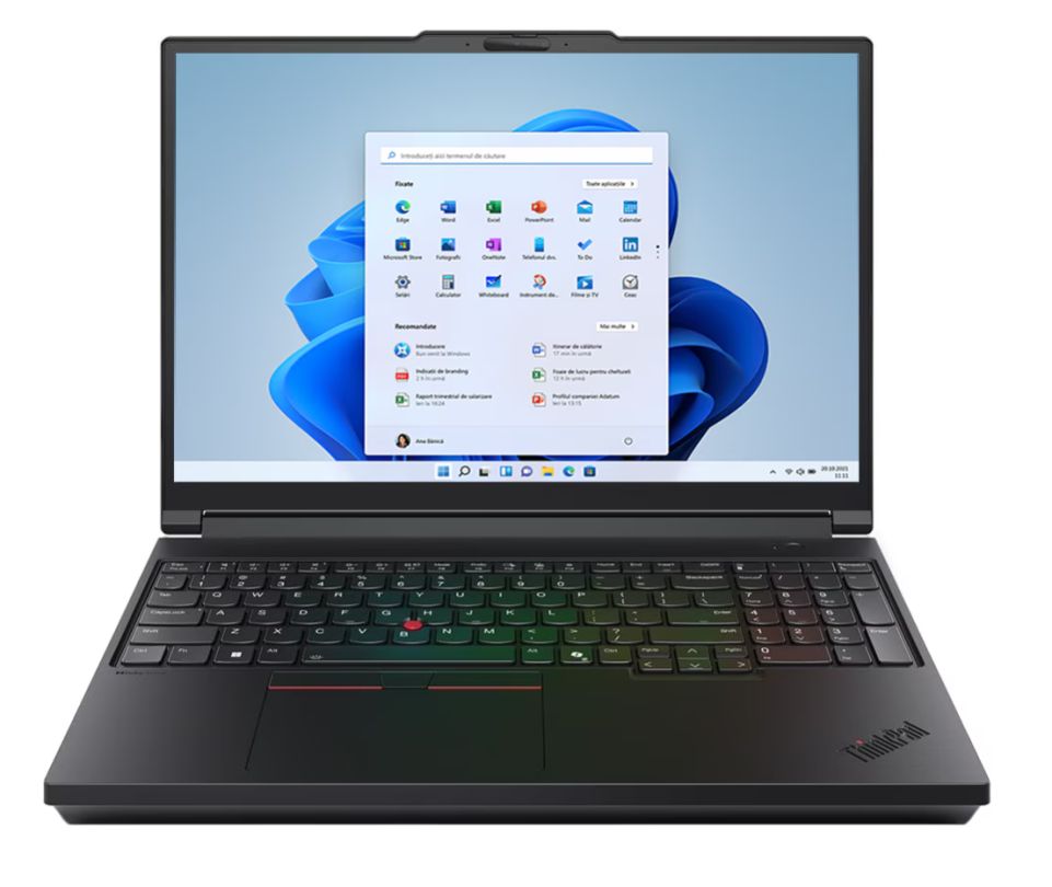 Laptop Lenovo ThinkPad P16 Gen 3 21RQ0009RI, 16 inch 1920 x 1200, Intel Core ultra 7 265HX (20 C / 20 T, 2.3 GHz - 5.3 GHz, 30 MB cache, N/A), 64 GB DDR5, 1 TB SSD, Nvidia RTX PRO 2000, Windows 11 Pro, Tastatura Romanian / English, Black