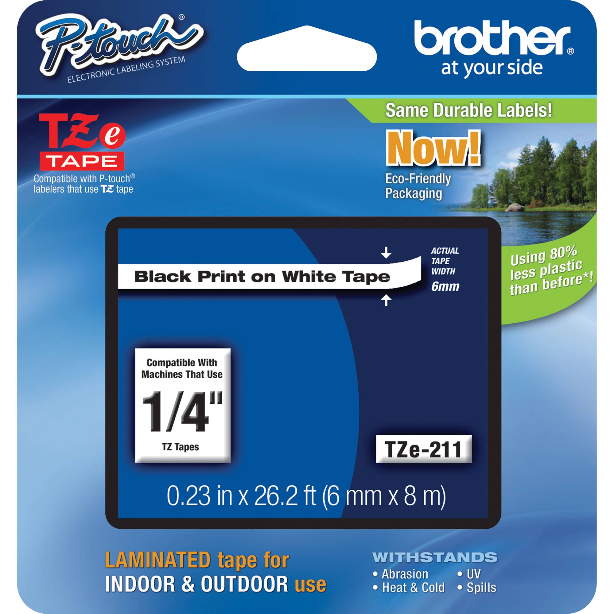 6MM BLACK ON WHITE TAPE