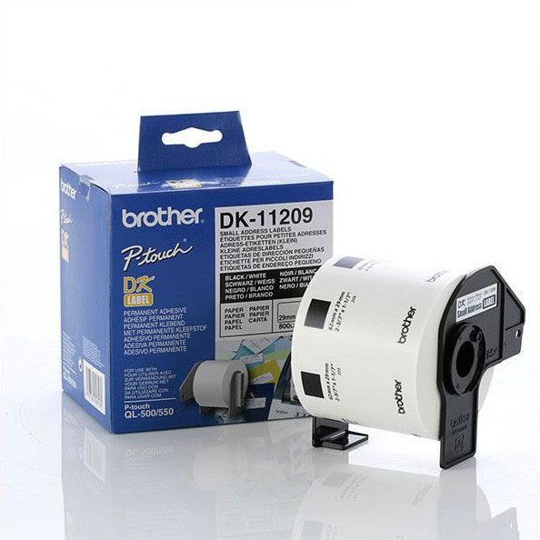 Brother  DK-11209 Etichete de hartie mici pentru adrese 62 mm x 29 mm, negru/alb, 800 buc