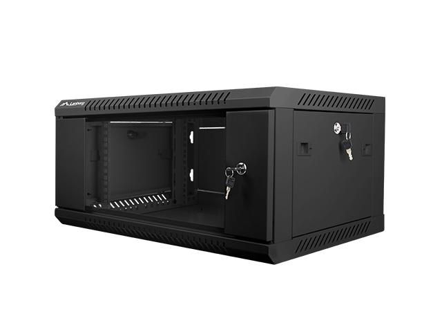 Lanberg 19'' wall-mounted installation cabinet 4U 600x450mm black (glass door)