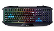 TASTATURA GENIUS gaming USB, multimedia, 104 taste + 10 taste multimedia, iluminare 7 culori, black,  Scorpion K215   31310474100   (include TV 0.75 lei)