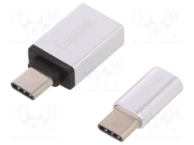 ADAPTOR LOGILINK, pt. smartphone, USB 3.1 Type-C (T) la Micro-USB 2.0 (M) sau USB 3.0 (M), argintiu,  AU0040  (include TV 0.06 lei)