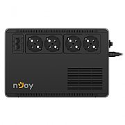 UPS nJoy PWUP-LI060SR-AZ01B, 600 VA, 360 W, cu management, line-interactive, 4x Schuko, 4 minute (50% sarcina), Brick, Negru