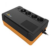 UPS nJoy PWUP-LI060SR-AZ01B, 600 VA, 360 W, cu management, line-interactive, 4x Schuko, 4 minute (50% sarcina), Brick, Negru