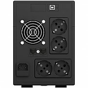 UPS nJoy UPCMTLS620HCAAZ01B, 2000 VA, 1200 W, cu management, line-interactive, 4x Schuko, 3 minute 44 secunde (50% sarcina), Negru