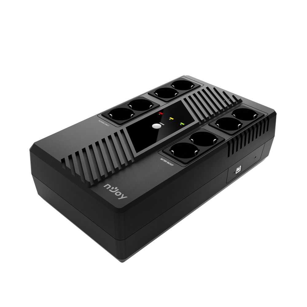 UPS nJoy UPCSBLS660TTOAZ01B, 600 VA, 360 W, cu management, line-interactive, 8x Schuko, 5 minute 30 sec (50% sarcina), Brick, Negru
