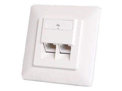 DIGITUS CAT 5e wall outlet shielded 2x RJ45 8P8C LSA color pure white flush mount