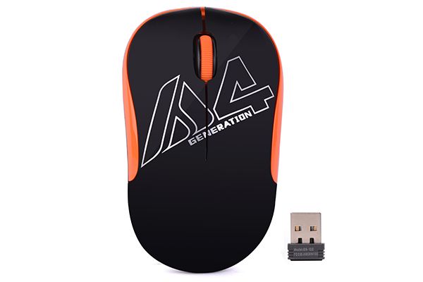MOUSE A4tech, PC sau NB, wireless, 2.4GHz, optic, 1000 dpi, butoane/scroll 3/1, , negru / portocaliu, 45507104  G3-300N-BO  (timbru verde 0.18 lei)