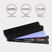 Cooler Pasiv CLR-M2L10, pentru M.2 SSD, Suport SSD 80mm, Aluminiu, Paduri termice din silicon incluse, inatime10 mm