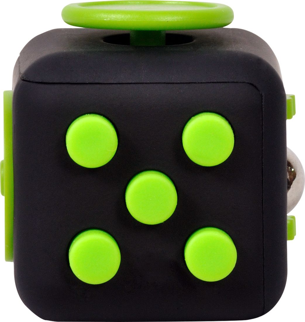 CUB ANTISTRES SPACER, FIDGET, black cu butoane green,  SP-CUBE-FGET