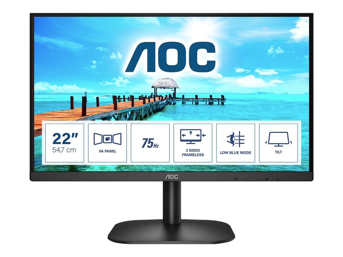 Monitor 21.5 inch WLED AOC 22B2H 1920 x 1080 pixeli, 75 Hz, 4 ms, Negru
