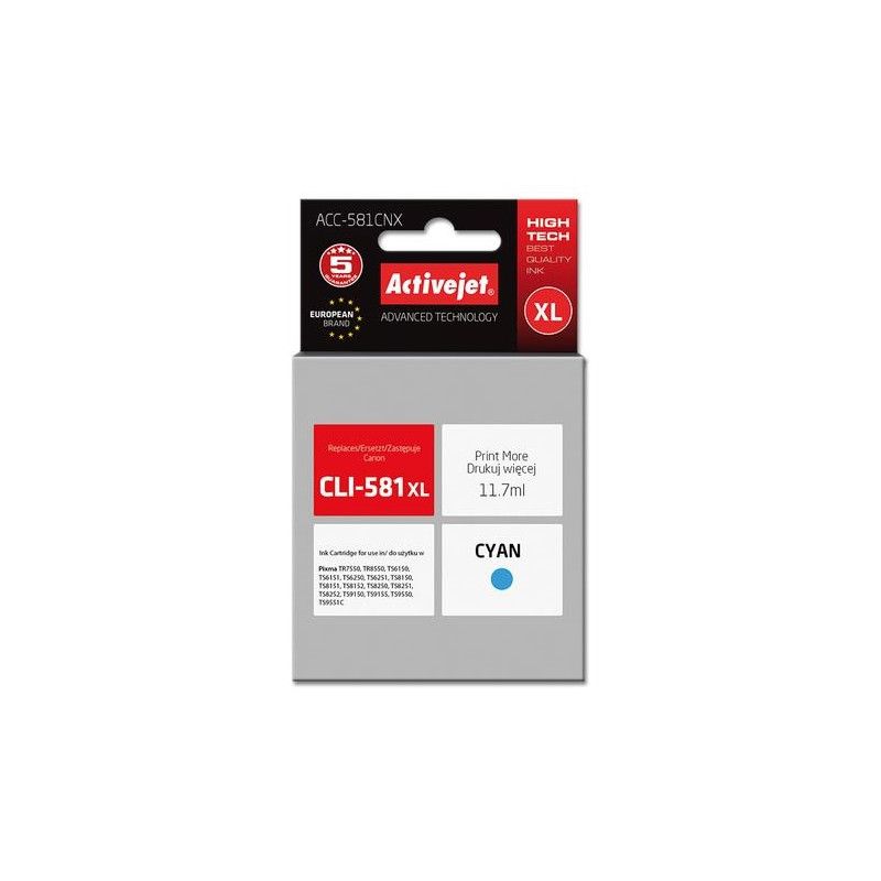 Cartus cerneala Activejet ACC-581CNX ,Albastru ,11.70 ml (compatibil cu Canon ACC-581CNX)