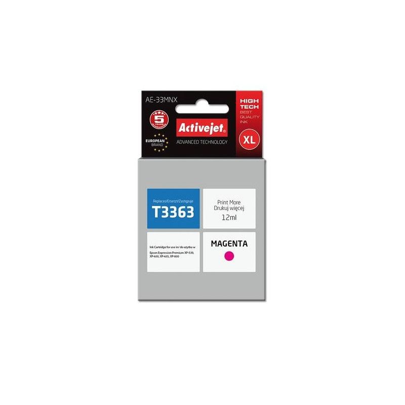 Cartus cerneala Activejet AE-33MNX ,Magenta ,12 ml (compatibil cu Epson AE-33MNX)
