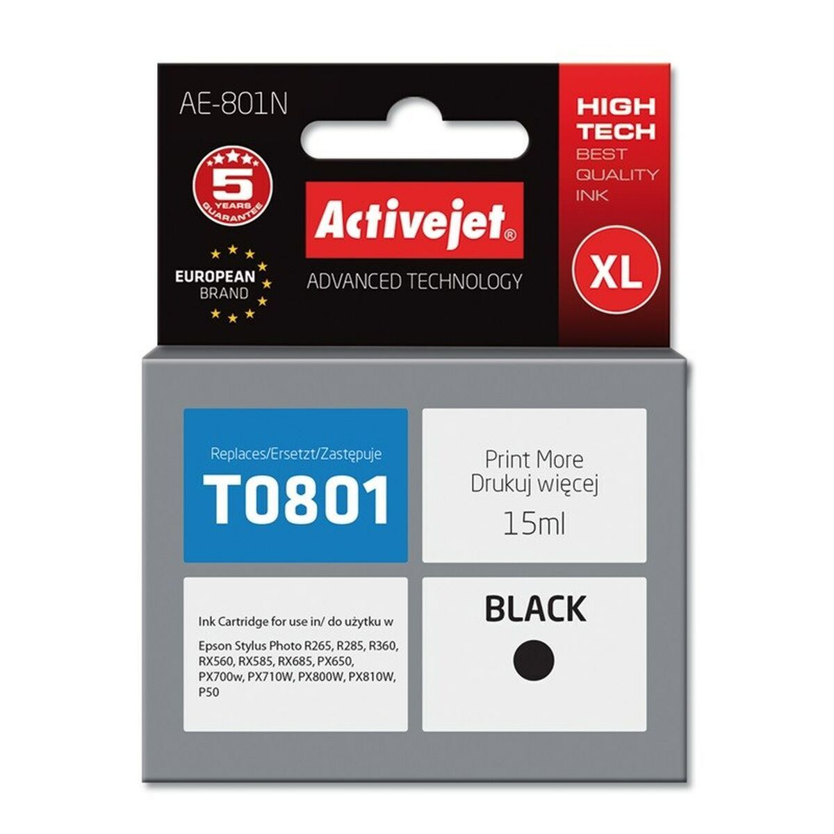 Cartus cerneala Activejet AE-801N ,Negru ,15 ml (compatibil cu Epson AE-801N)