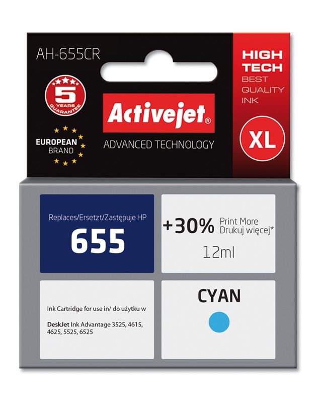 Cartus cerneala Activejet AH-655CR ,Albastru ,12 ml (compatibil cu HP AH-655CR)