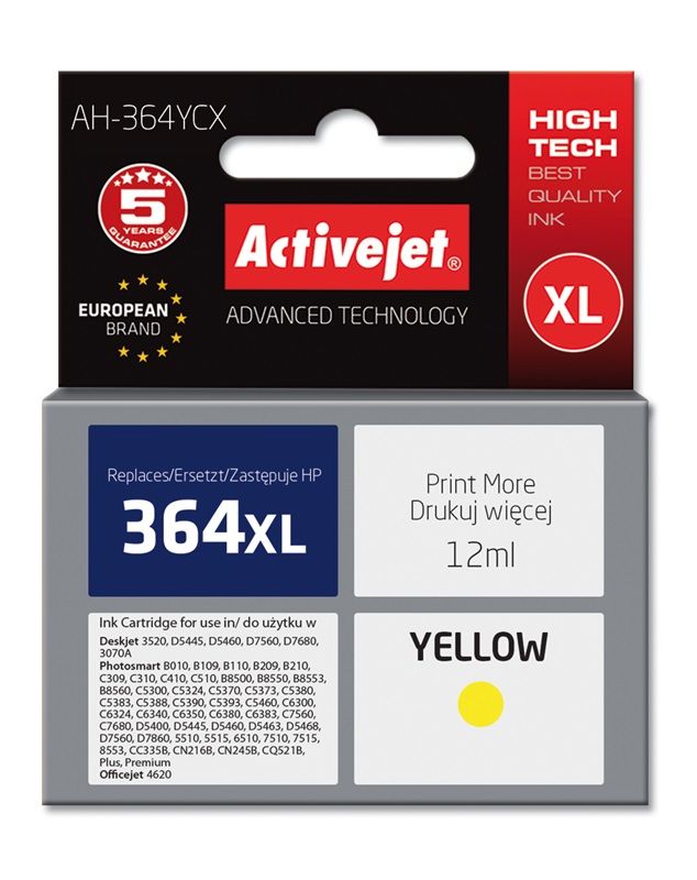 Cartus cerneala Activejet AH-364YCX ,Galben ,12 ml (compatibil cu HP AH-364YCX)