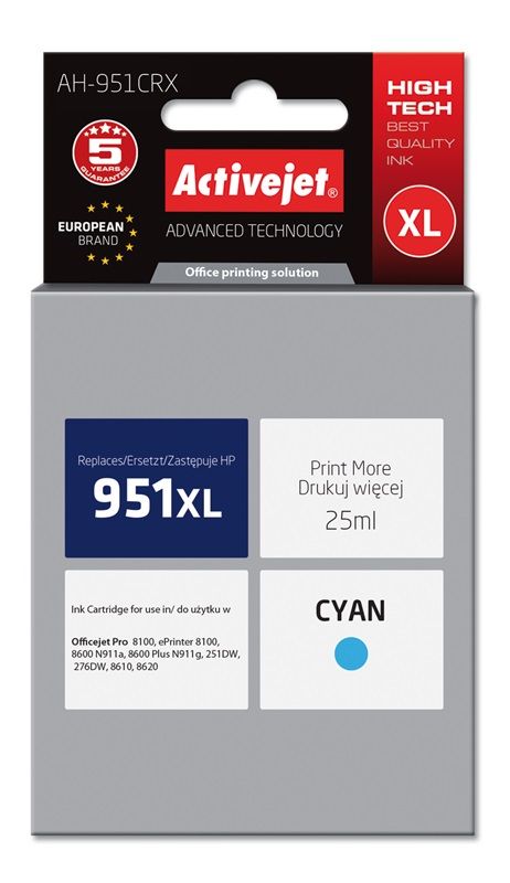 Cartus cerneala Activejet AH-951CRX ,Albastru ,25 ml (compatibil cu HP AH-951CRX)