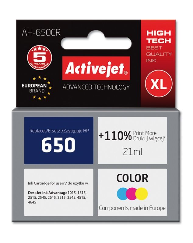 Cartus cerneala Activejet AH-650CR ,Color ,21 ml (compatibil cu HP AH-650CR)