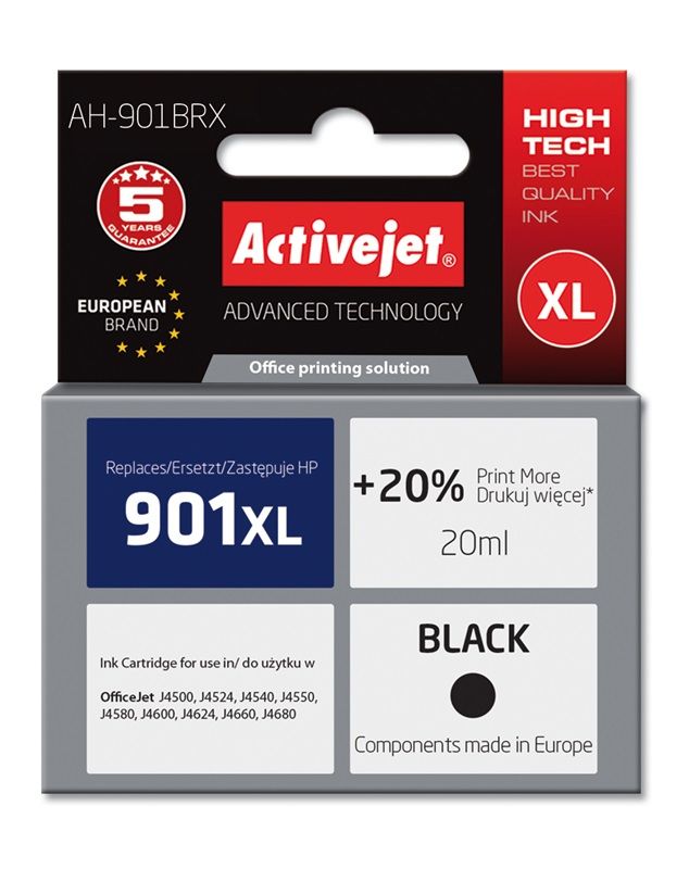 Cartus cerneala Activejet AH-901BRX ,Negru ,20 ml (compatibil cu HP AH-901BRX)