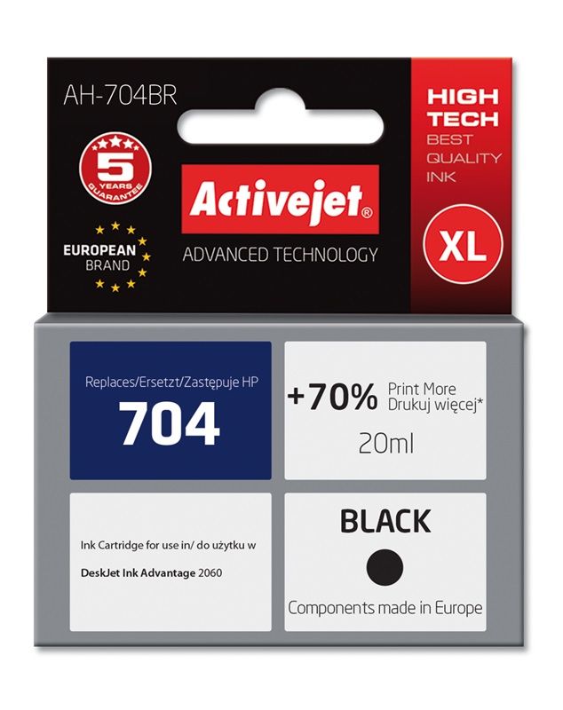 Cartus cerneala Activejet AH-704BR ,Negru ,20 ml (compatibil cu HP AH-704BR)