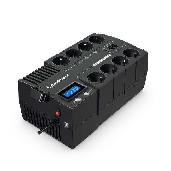 UPS Cyber Power BR1000ELCD-FR, 1000 VA, 600 W, cu management, line-interactive, 8x Schuko, 1x RJ45, 2x USB, Sealed Lead-acid, LCD, Brick, Negru