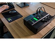 UPS Green Cell UPS06, 600 VA, 360 W, cu management, line-interactive, 6x Schuko, 12V 7Ah LCD, Brick, Negru