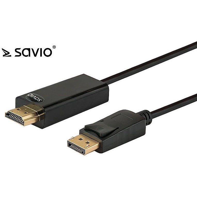 Savio CL-56 video cable adapter 1.5 m DisplayPort HDMI Type A (Standard) Black