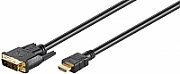 Cablu aurit HDMI tata la DVI tata, 2 m, Goobay