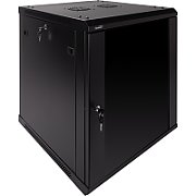 CABINET 19  SPACER 12U, fixare pe perete, Flatpack (dezasamblat),  Black, 582 (h) x 515 (w) x 400 (d) mm, usa sticla cu blocare, otel 1.5mm, sarcina maxima 100Kg,  SPCW-12U-BK