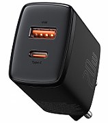 INCARCATOR retea Baseus Compact, Quick Charge 20W, 1 x USB Type-C 5V/3A max, 1 x USB 5V/3A, negru  CCXJ-B01  (include timbru verde 0.15 lei)