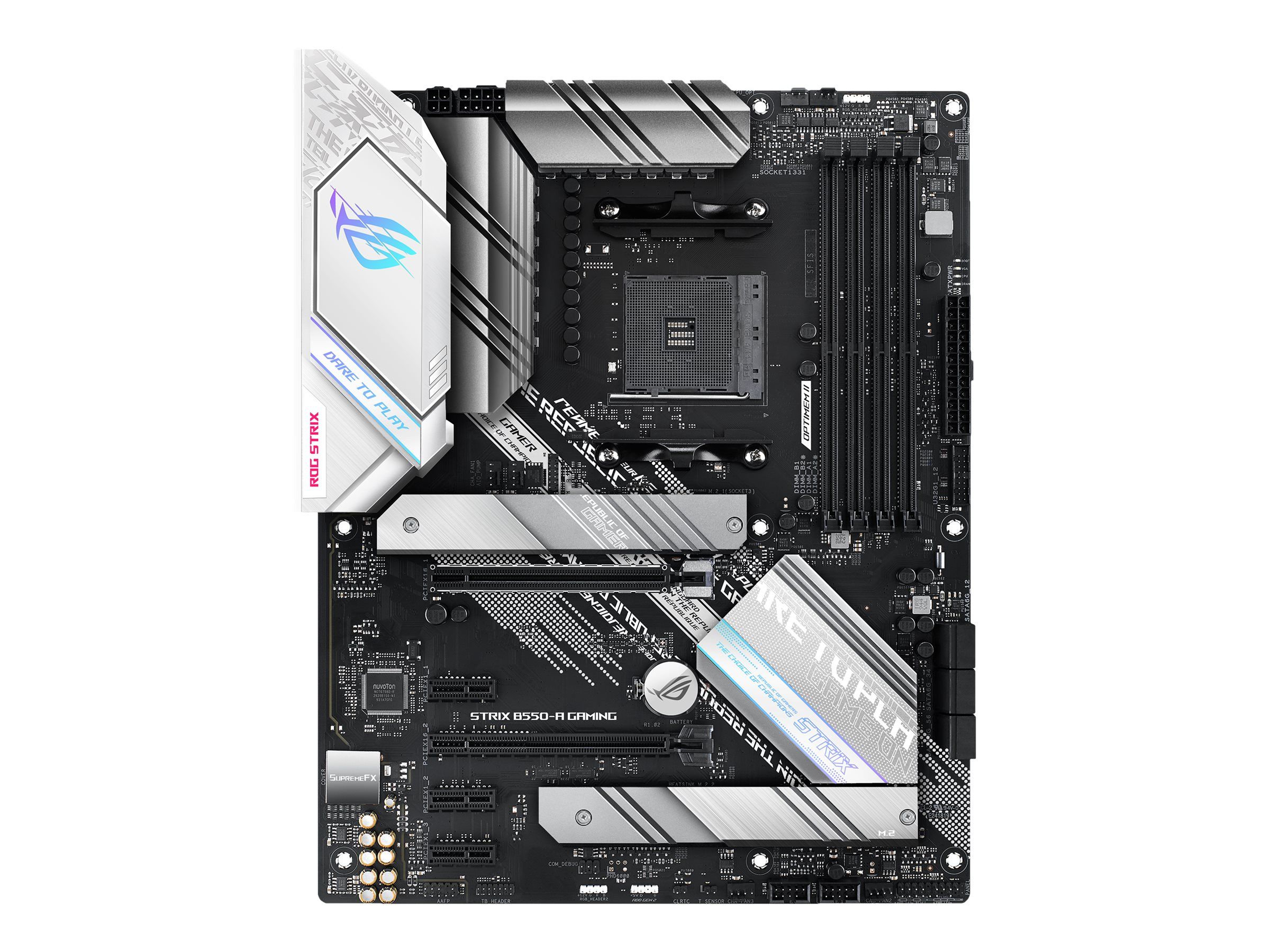 Placa de baza ASUS ROG STRIX B550-A GAMING, socket AM4, 4x DDR4 UDIMM, 6x SATA, 2x NVMe, 13x USB-A, 1x USB-C, ATX