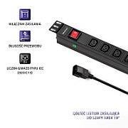 Qoltec 53998 Power strip for RACK 19  | 1U | 10A | PDU | 8xIEC C13 | 2m