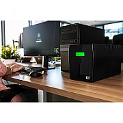 UPS Green Cell UPS08, 1000 VA, 700 W, cu management, line-interactive, 2x Schuko, 2x C13, 12V 7Ah LCD, Tower, Negru