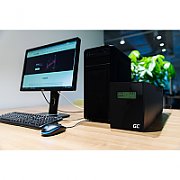 UPS Green Cell UPS08, 1000 VA, 700 W, cu management, line-interactive, 2x Schuko, 2x C13, 12V 7Ah LCD, Tower, Negru
