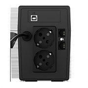 UPS nJoy UPCMTLS665TCAAZ01B, 600 VA, 360 W, line-interactive, 2x Schuko, 6 minute (50% sarcina), Negru
