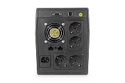 UPS DN-170076, 2000 VA, 1200 W, line-interactive, 4x Schuko, 1x RJ45, 1x USB, 12V 9Ah LCD, Tower, Negru