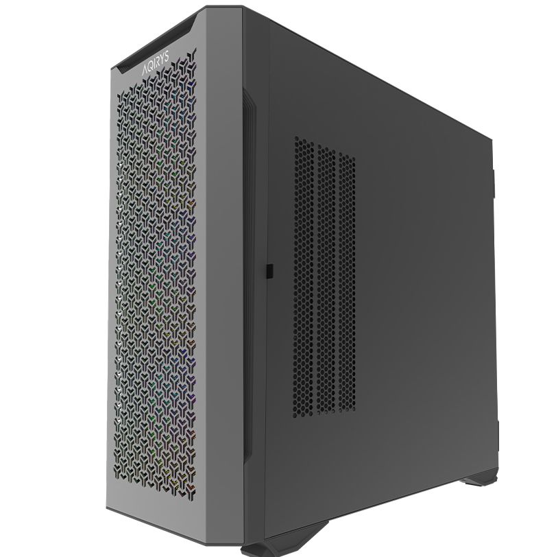 Carcasa Aqirys Aquilla Midi Tower Black  TECHNICAL DATA Case type: Midi Tower Materials: Tempered Glass with hinge(left side panel), 0.9 mm SPCC steel, ABS, Metal mesh M/B support: Mini-ITX, Micro-ATX, ATX, E-ATX PSU support: ATX, 175 mm maximum length (bottom installation) VGA support: 395 mm