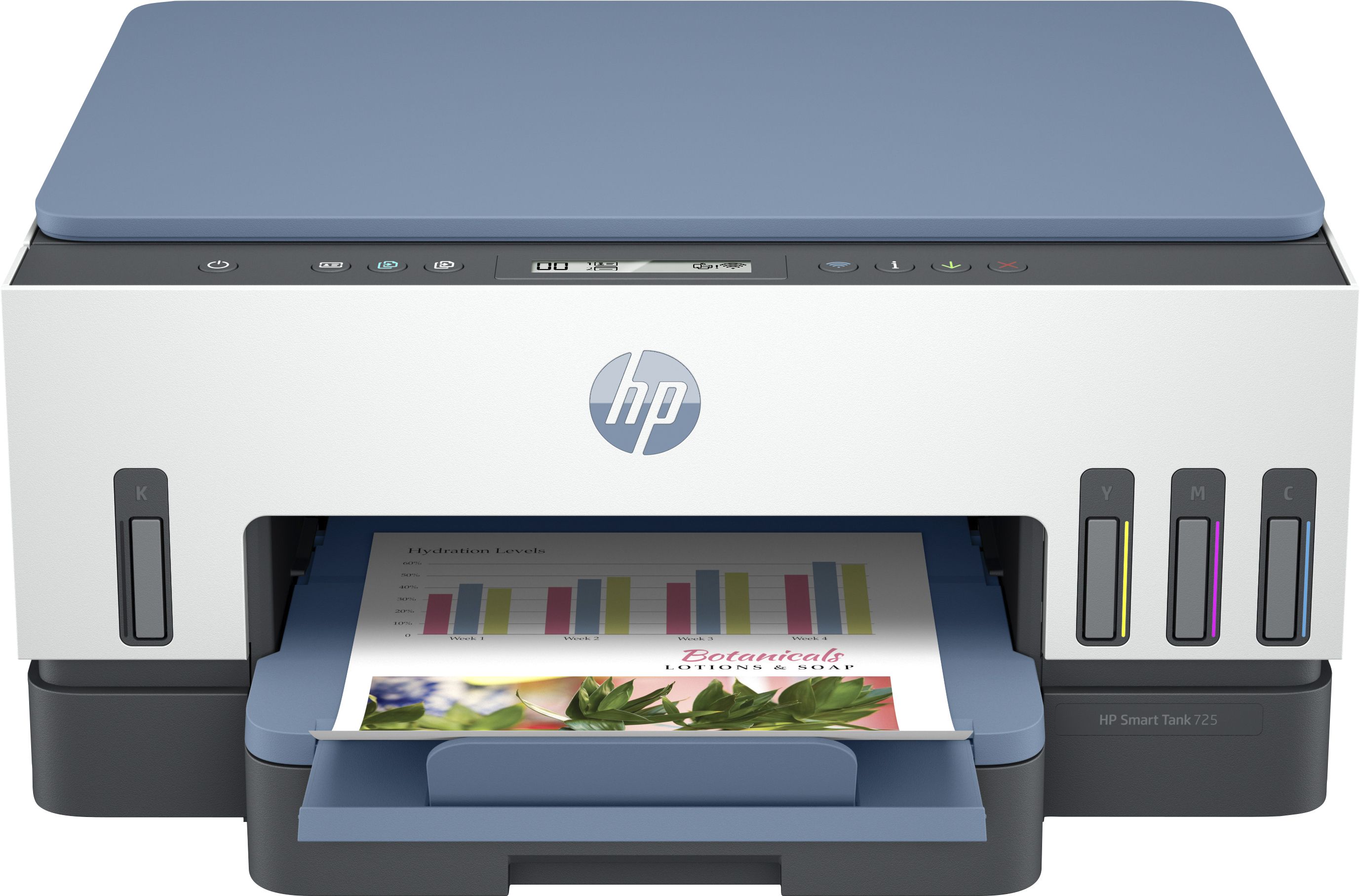 Imprimanta inkjet color HP Smart Tank 725, A4, duplex, USB 2.0, Wi-Fi, Bluetooth, 15 ppm negru, 9 ppm color