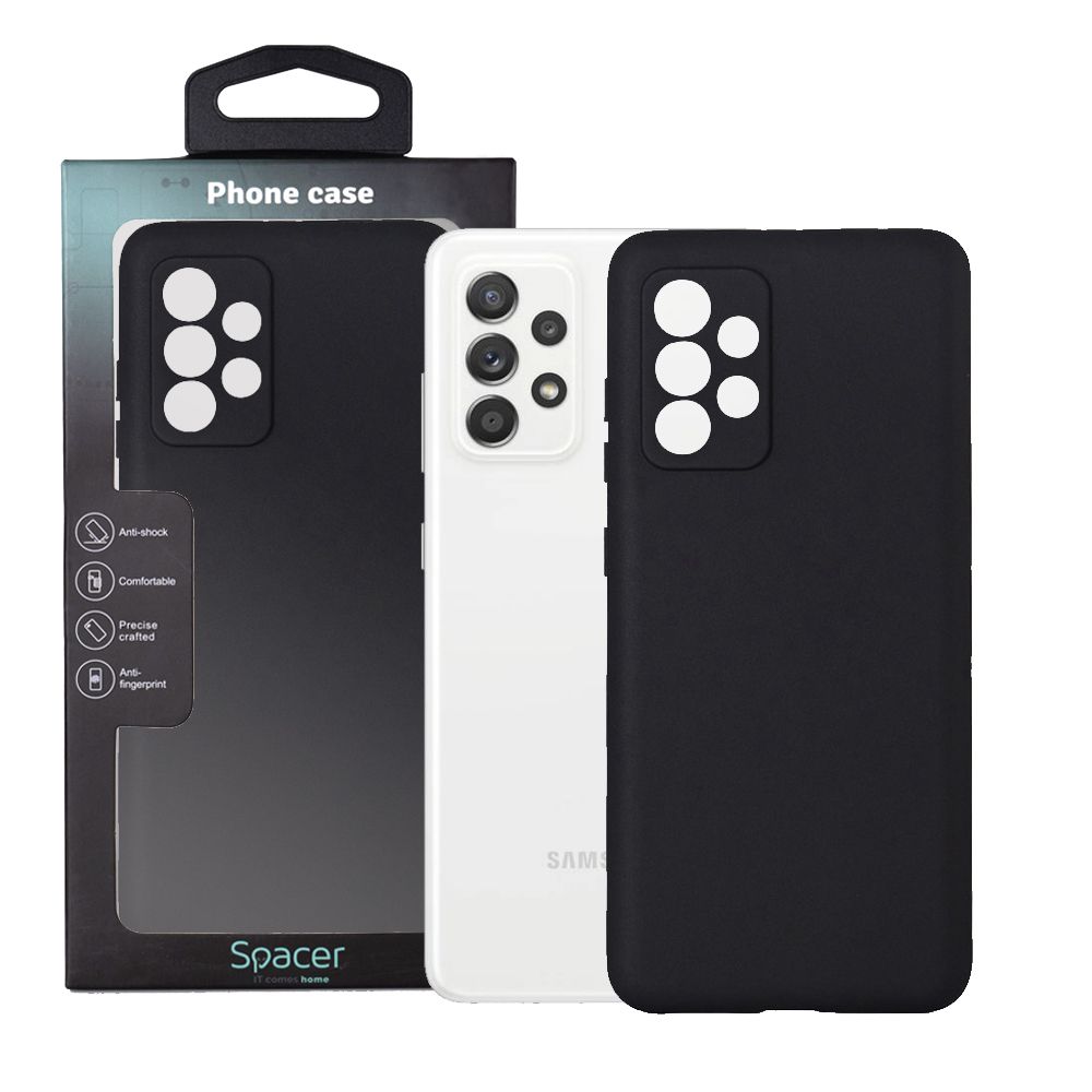 HUSA SMARTPHONE Spacer pentru Samsung Galaxy A53, grosime 2mm, material flexibil silicon + interior cu microfibra, negru  SPPC-SM-GX-A53-SLK