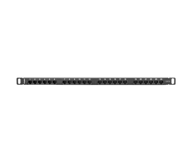 Patch panel Lanberg PPU6-0024-B, 19-inch, 0.5U, 24 prize RJ45 Cat.6, negru