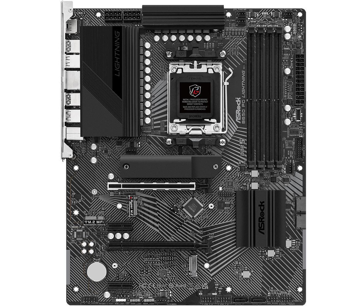 Placa de baza ASRock B650 PG Lightning, socket AM5, 4x DDR5 UDIMM, 4x SATA, 3x NVMe, 17x USB-A, 2x USB-C, ATX