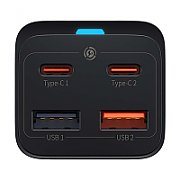 INCARCATOR retea Baseus GaN3 Pro, Quick Charge 65W, 2 x USB, 2 x USB Type-C, include cablu USB Type-C la USB Type-C 100W 1m, negru  CCGP040101  (include timbru verde 0.75 lei) - 6932172600334