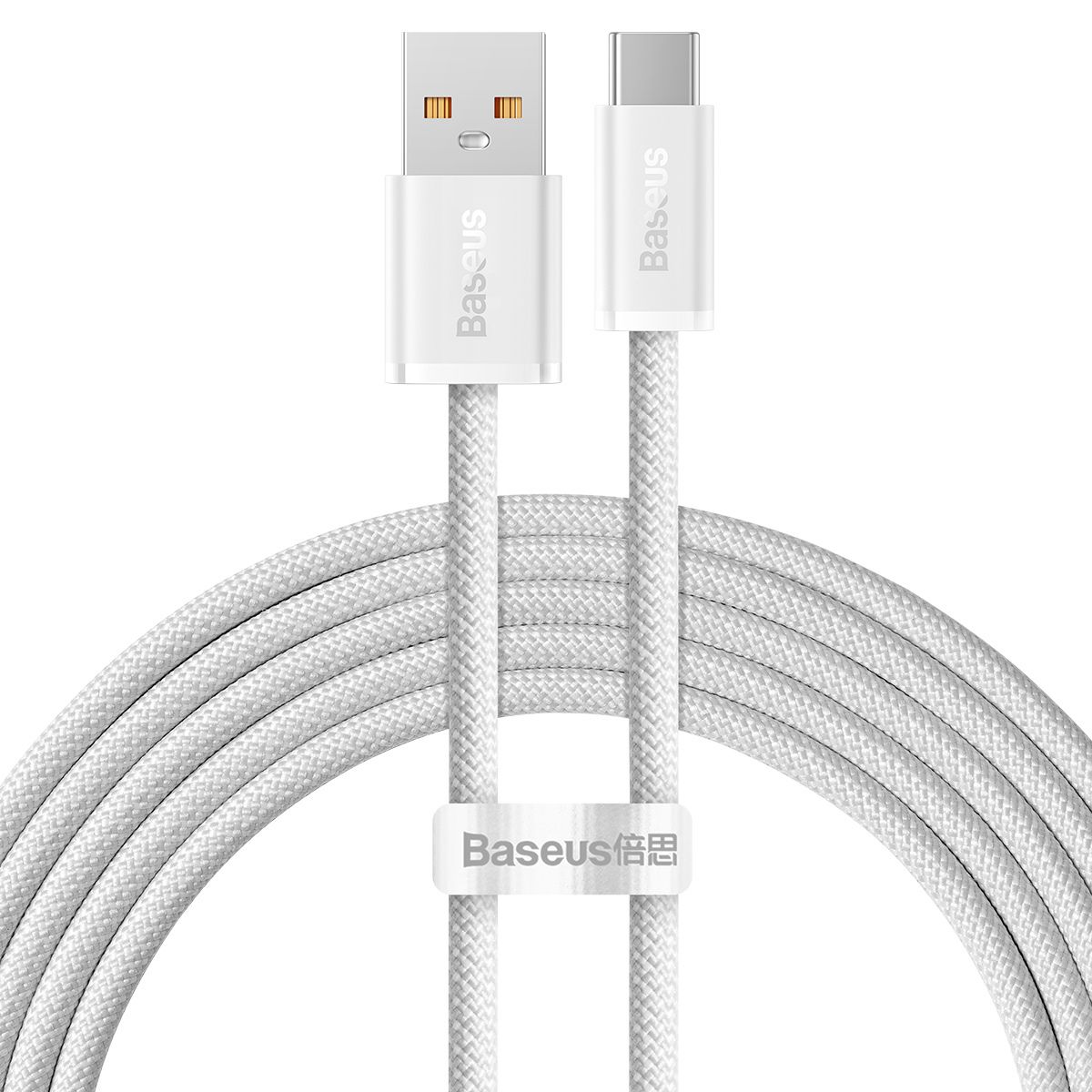 CABLU alimentare si date Baseus Dynamic, Fast Charging Data Cable pt. smartphone, USB la USB Type-C 100W, brodat, 2m, alb  CALD000702  (include timbru verde 0.25 lei) - 6932172607463