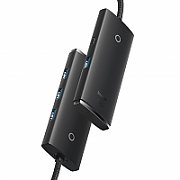 HUB extern Baseus Lite, porturi USB: USB 3.0 x 4, conectare prin USB Type-C, lungime 1m, negru,  WKQX030401  (include TV 0.8lei) - 6932172606268