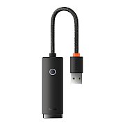 ADAPTOR RETEA Baseus Lite, USB 2.0 to RJ-45 10/100 Mbps Adapter, LED, negru  WKQX000001  (include TV 0.18lei) - 6932172606022