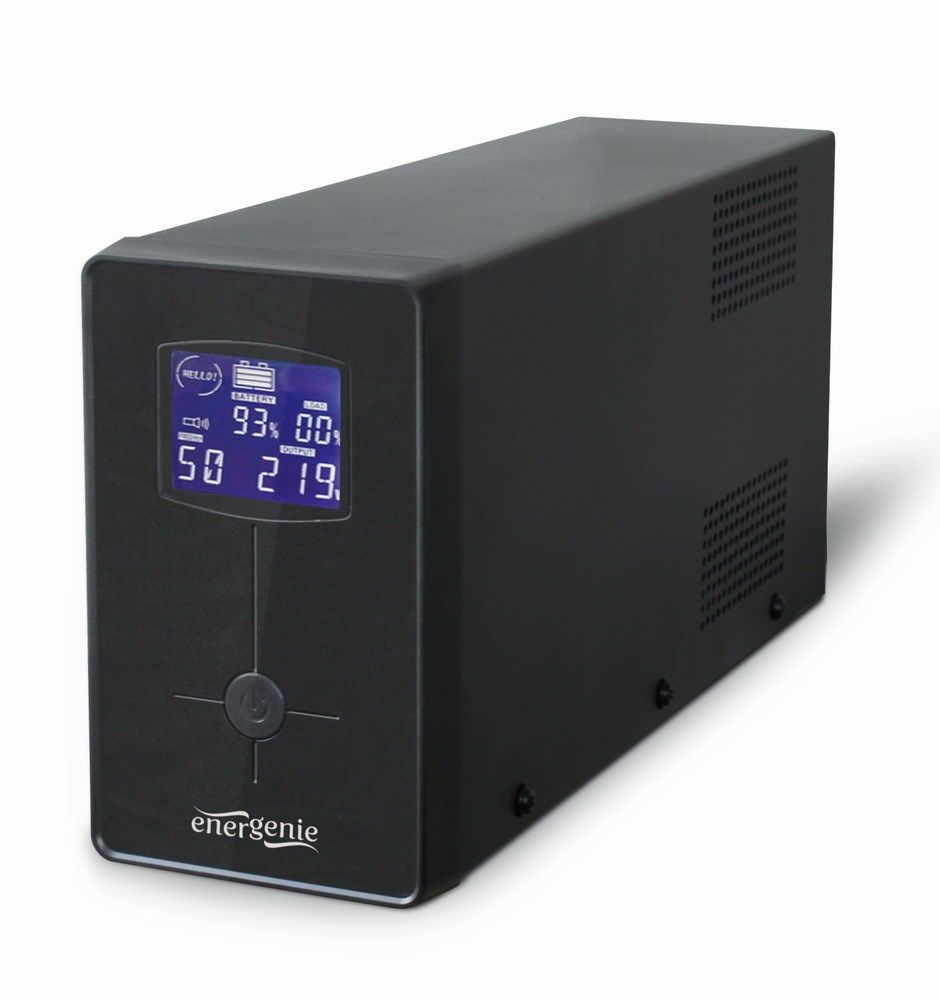 UPS Gembird EG-UPS-035, 2000 VA, 1200 W, cu management, line-interactive, 2x Schuko, 3x C13, 12V 9Ah Sealed Lead-acid, LCD, Tower, Negru