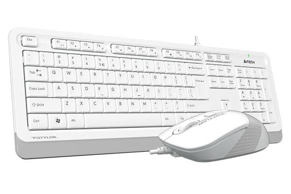 Kit TASTATURA si Mouse A4TECH,  Fstyler FM10+FK10 , wired, 104 taste format standard, mouse 1600dpi, 4/1 butoane, alb,  F1010-W  (include TV 0.8lei)