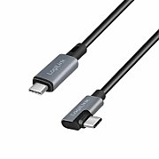 CABLU alimentare si date LOGILINK, pt. smartphone, USB 2.0, USB Type-C (T) la USB Type-C (T) la  90 grade, 1m, PD 100W, 2 x ecranat, plastic, negru,  CU0182  (include TV 0.06 lei)