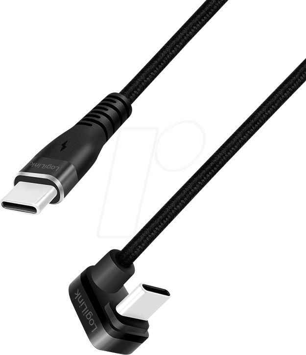 CABLU alimentare si date LOGILINK, pt. smartphone, USB 2.0, USB Type-C (T) la USB Type-C (T) la 180 grade, 1m, 2 x ecranat, aluminiu, negru,  CU0190  (include TV 0.06 lei)
